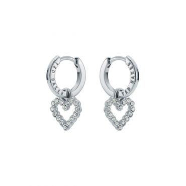 Ted Baker Silver Amora Crystal Halo Heart Huggie Earrings - Silver