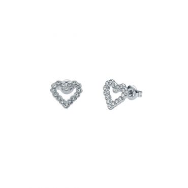 Ted Baker Silver Amorina Crystal Halo Heart Studs - Silver