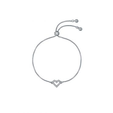 Ted Baker Silver Amorita Crystal Halo Heart Slide Bracelet - Silver