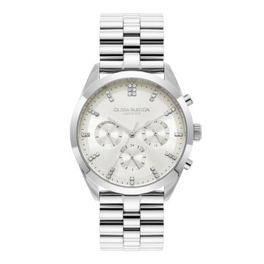 Olivia Burton Classic Multifunction Crystal Marker Silver Watch