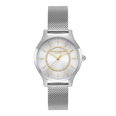 Olivia Burton Wonderlust Sunray Silver Mesh Bracelet Watch