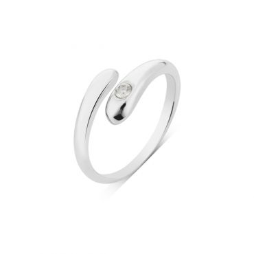 Over & Over Silver Stainless Steel Open Band Twist Ring - Adjustable