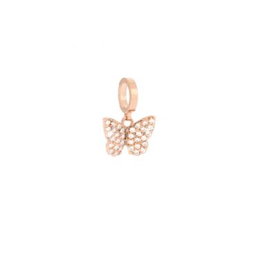 Rebecca Rose Gold Pave Freedom Butterfly Charm - Silver