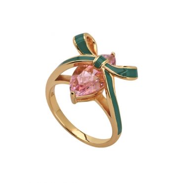 Amelia Scott Gold Amelia Bow Green Pink Ring - 57