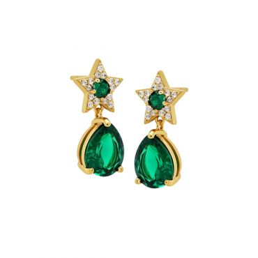 Amelia Scott Gold Celeste Green Star Drop Earrings - Gold