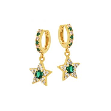 Amelia Scott Gold Celeste Green Star Huggie Earrings - Gold