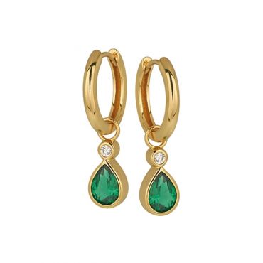 Amelia Scott Gold Sofia Green Teardrop Huggie Earrings - Gold