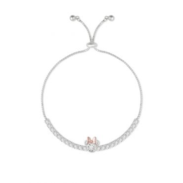Disney Silver Rose Gold Minnie Tennis Slide Bracelet - Rose Gold