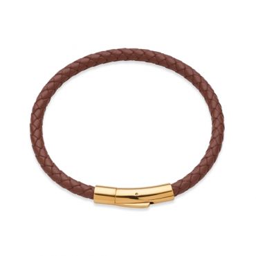 Over & Over Gold and Brown Leather Strap Bracelet - Gold