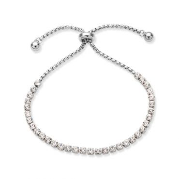 Over & Over Silver Stainless Steel Crystal Pull Bracelet - Silver
