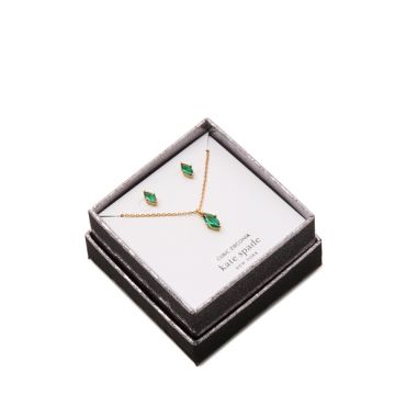 Kate Spade New York Gold Green Necklace + Stud Set - Gold