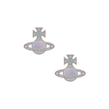 Vivienne Westwood Silver Rina Violet Aqua Orb Stud Earrings - Silver