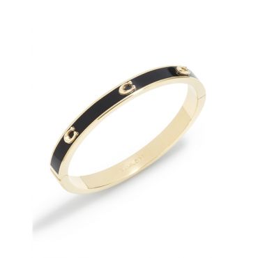 Coach Gold Black Pegged C Hinged Bangle - Gold