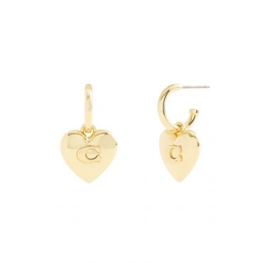 Coach Gold C in Heart Huggie Earrings - Gold