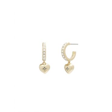 Coach Gold Heart Pave Huggie Earrings - Gold