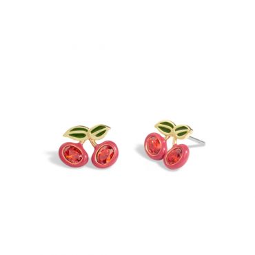 Coach Gold Red Cherry Stud Earrings - Gold