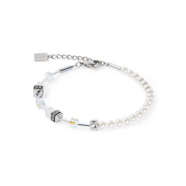 Coeur De Lion Silver Asymmetrical Mini Fusion Pearls Cubes Bracelet - Silver