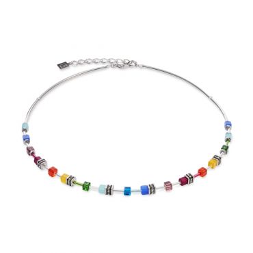 Coeur De Lion Silver Rainbow Lite Mini Cubes Necklace - Silver