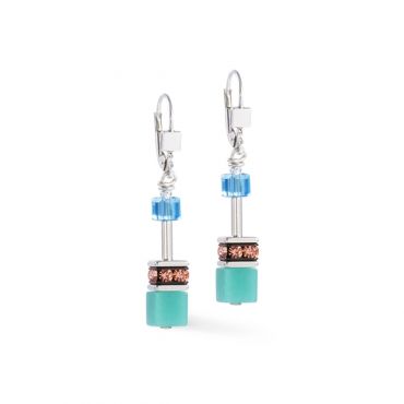 Coeur De Lion Silver Iconic Blue Cubes Earrings - Silver