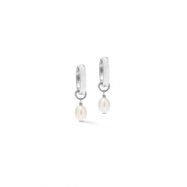 Coeur De Lion Silver Cosmic Pearls Hoop Earrings - Silver