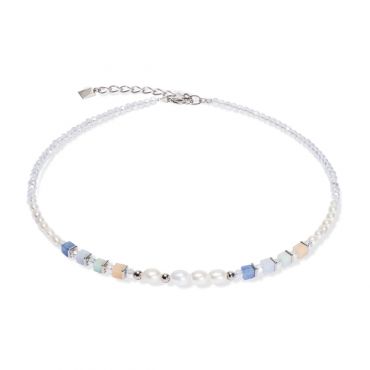 Coeur De Lion Silver Cosmic Pearls Pastel Cubes Necklace - Silver