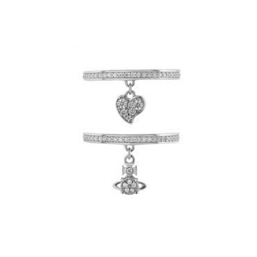 Vivienne Westwood Sterling Silver Brandita Heart Orb Ring Set - 54