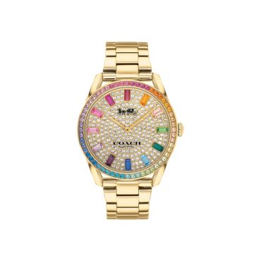 Coach Gold Preston Rainbow Sparkle Watch - Gold