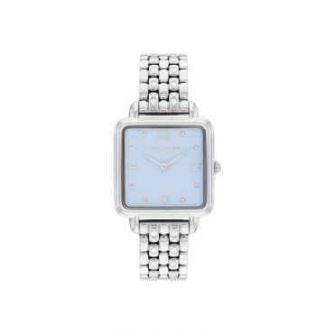 Coach Silver Cass Blue Square Dial Watch - Silver