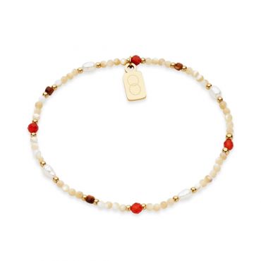 Over & Over Gold 14k Stainless Steel Tiger's Eye Beaded Bracelet - Gold