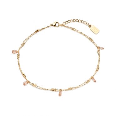 Over & Over Gold 14k Stainless Steel Droplet Beaded Anklet - Gold