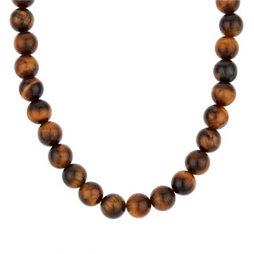Over & Over Gold 14k Stainless Steel Brown Tiger's Eye Necklace - Gold