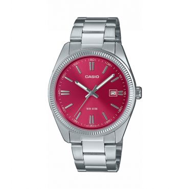 Casio MTP Stainless Steel Red Dial Watch MTP-1302PD-4AVE