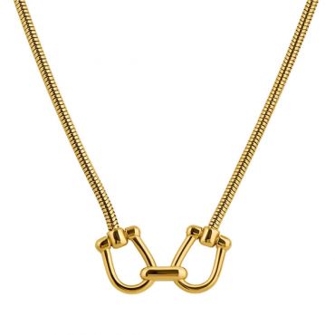 Over & Over Gold Stainless Steel Horsebit Necklace - 40cm