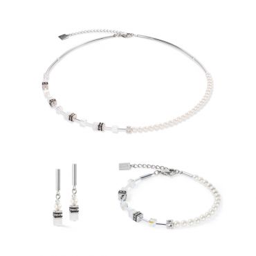Coeur De Lion Silver Asymmetrical Mini Fusion Pearls Cubes Gift Set - Silver