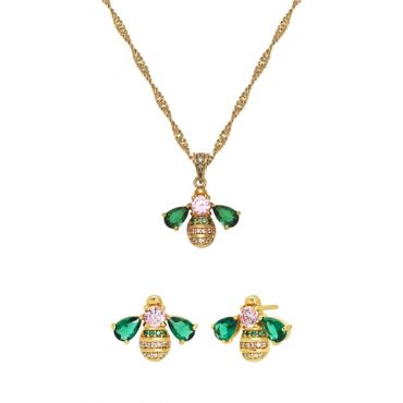 Amelia Scott Gold Beatrice Bee Green Pink Gift Set - Gold