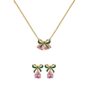 Amelia Scott Gold Amelia Bow Green Pink Gift Set - Gold