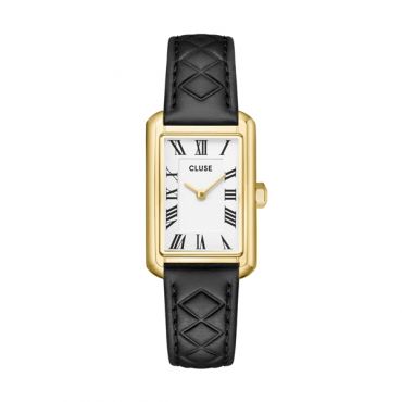 CLUSE Gold Belisenna White Black Leather Watch - Gold