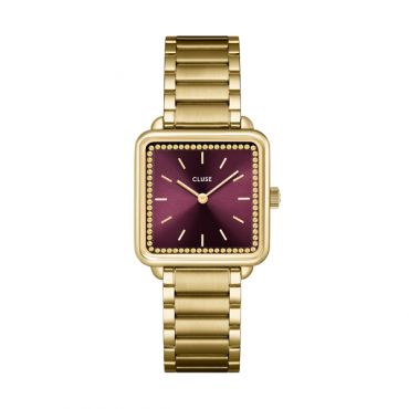 CLUSE Gold Tetragone Wine Crystal Watch - Gold
