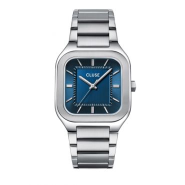 CLUSE Siver Quadrus Blue Watch - Silver