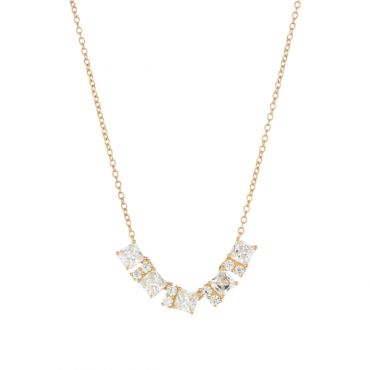 Argento Gold Square Baguette CZ Row Necklace - 40cm