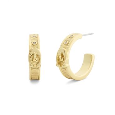 Coach Gold C CZ Buckle Hoops - Gold
