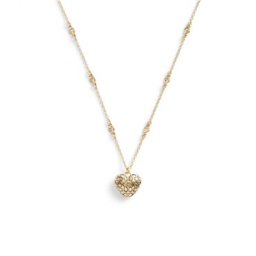 Coach Gold Quilted Heart Necklace - 40cm