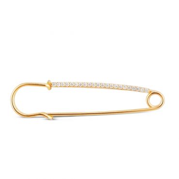 August Woods Gold Pave Safety Pin Brooch - Gold