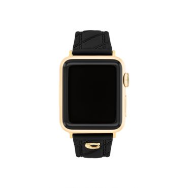 Coach Black Quilted Silicone Apple Strap - Gold