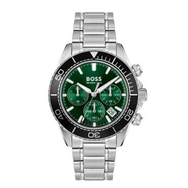 Boss Silver Sealiner Green Black Dial Watch