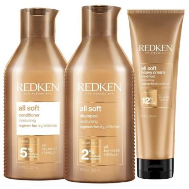 Routine hydratante cheveux secs All Soft Redken