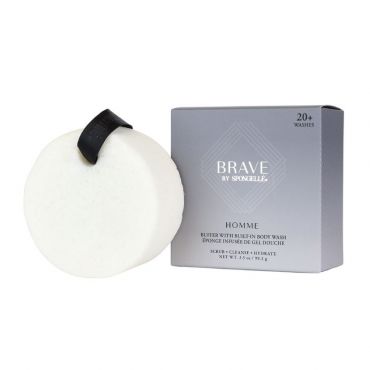 Éponge infusée pour le corps Collection Homme Brave pamplemousse, fleur d’oranger, ambre (20+ utilisations) Spongellé 99,2g