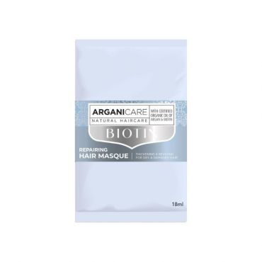 Echantillon masque hydratant réparateur cheveux secs Biotine Arganicare 18 ML