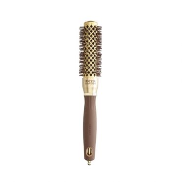Brosse brushing Expert Blowout Shine nylon ondulé doré & marron 25mm Olivia Garden