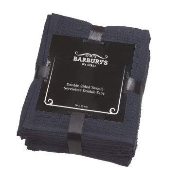 Paquet de 6 serviettes barbier double face noires Barbury's